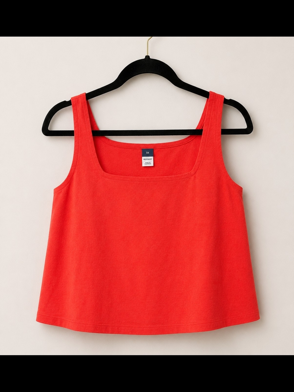 Old Navy Bright Coral Linen-Blend Square Neck Crop Top | 3X